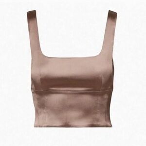 Aritzia | Wilfred Brown/Tan Shine Satin Bustier Tank